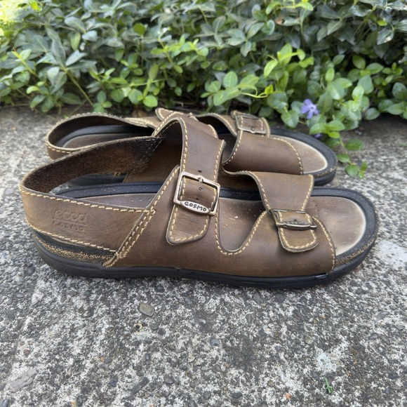 Ecco Men's Cosmo Sandals Brown Leather Straps 47 - Picture 1 of 6